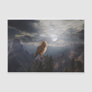Papel De Seda Búho espeluznante y Halloween de luna llena