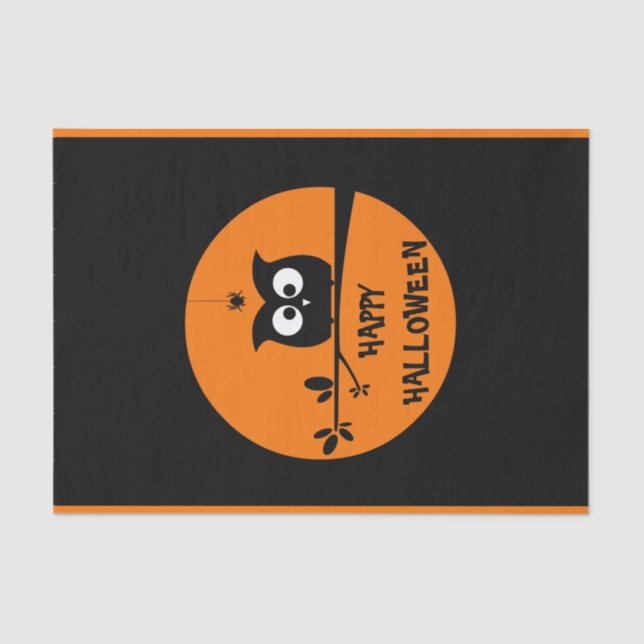 Papel De Seda Búho lindo de Halloween (Anverso)