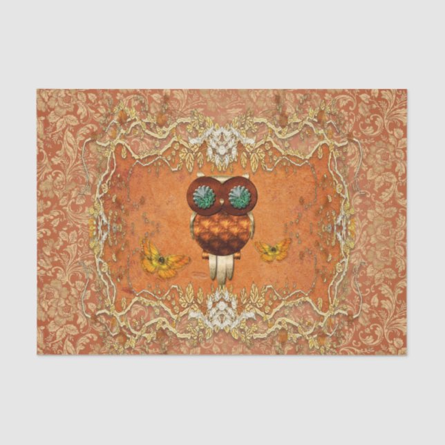 Papel De Seda Búho lindo del steampunk (Anverso)