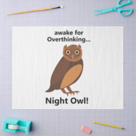 Papel De Seda Búho Nocturno Pensativo Divertido