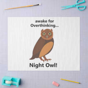 Papel De Seda Búho Nocturno Pensativo Divertido