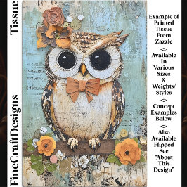 Papel De Seda Búho Shabby Chic, Pajarita, Decoupage Floral DJ4L