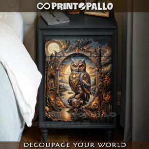 Papel De Seda Búho steampunk en puesta de sol apocalíptica steam