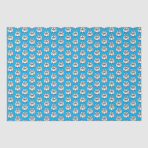 Papel De Seda Búhos de Dibujos Animados Divertidos Fondo Azul