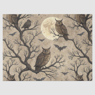 Papel De Seda Búhos y luna de Halloween vintage