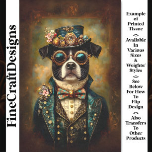 Papel De Seda Bulldog AU2 Decoupage Floral Quirky Steampunk