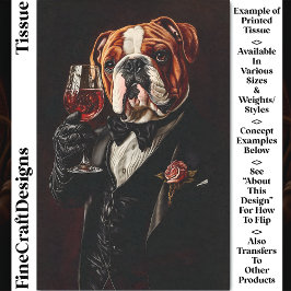 Papel De Seda Bulldog con esmoquin y corbata de lazo y vino CR8 