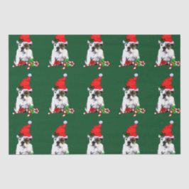 Papel De Seda Bulldog en Navidades de Santa Hat
