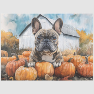Papel De Seda Bulldog Francés en Parche de Calabaza Decoupage