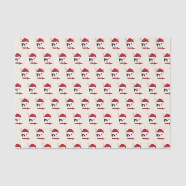 Papel De Seda Bulldog francés lindo con un Sombrero Santa - Navi (Anverso)