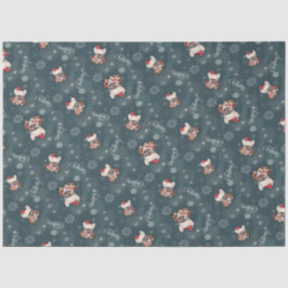 Papel De Seda Bulldog francés lindo Santa Hat Feliz Navidad