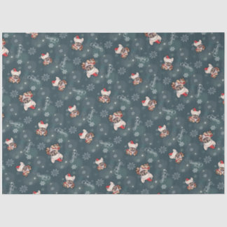 Papel De Seda Bulldog francés lindo Santa Hat Feliz Navidad
