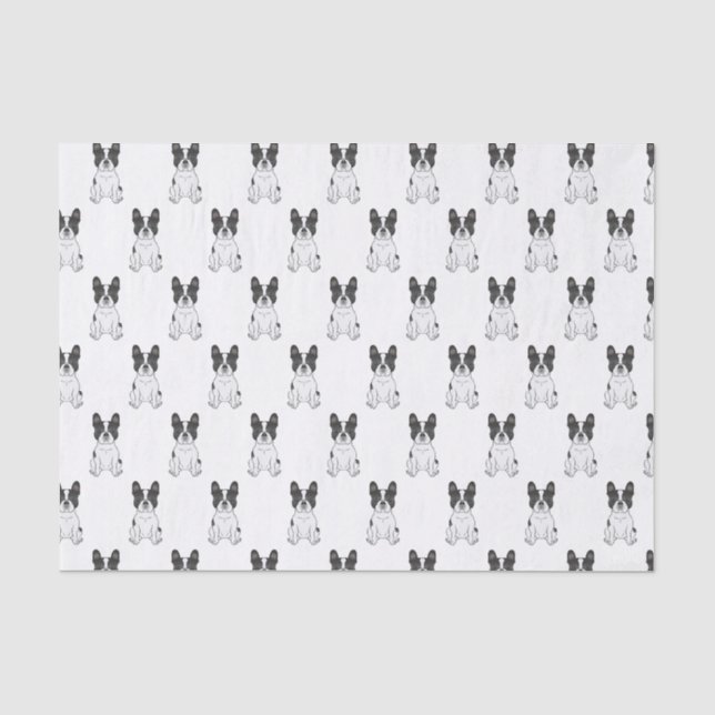 Papel De Seda Bulldog Francés Piebald Negro / Patrón Frenchie (Anverso)