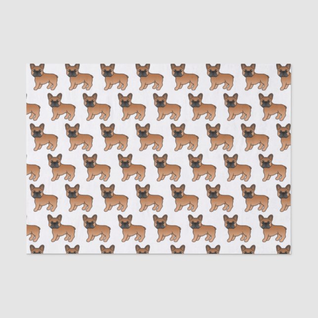 Papel De Seda Bulldog Francés Rojo Patrón de Perro de Dibujos An (Anverso)