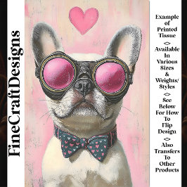 Papel De Seda Bulldog Francés Steampunk + Corazón AR5 Decoupage