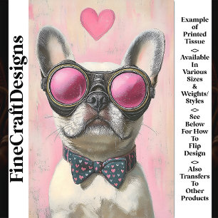 Papel De Seda Bulldog francés Steampunk + desenlace Heart AR5