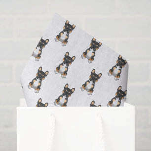 Papel De Seda Bulldog Francés Tricolor Negro Patrón de Perro