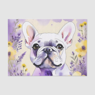 Papel De Seda Bulldog francés y flores silvestres