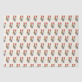 Papel De Seda Bulldog inglés con Gorra de renos - Navidades