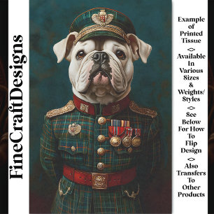Papel De Seda Bulldog Orgulloso, Uniforme Militar CF2 Decoupage