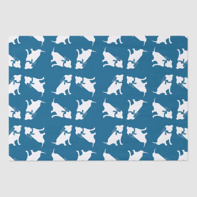 Papel De Seda Bulldog Pit Baby Shower Blue Boy Pitbull (Anverso)