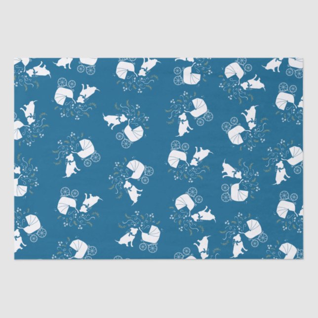 Papel De Seda Bulldog Pit Baby Shower Blue Boy Pitbull (Anverso)