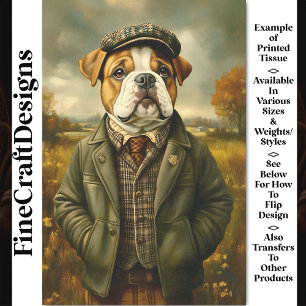 Papel De Seda Bulldog Retrato, Paisaje Rural CH2 Decoupage