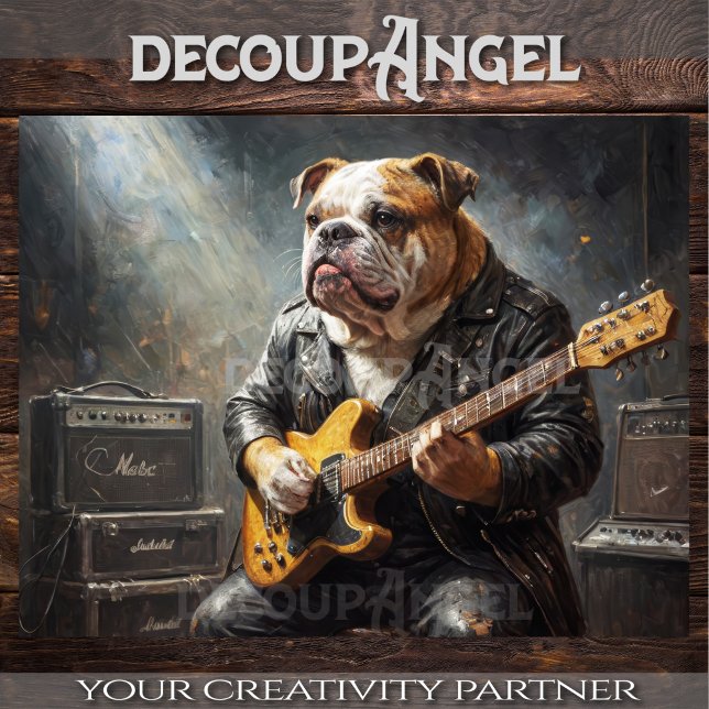 Papel De Seda Bulldog Rockstar - Hor. - Decoupage - (Subido por el creador)