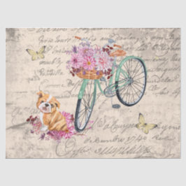 Papel De Seda Bulldog Vintage Floral Bicicleta Ephemera Descarga