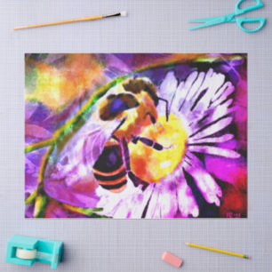 Papel De Seda Bumble Bee Daisy Flower Garden Decoup