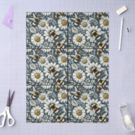 Papel De Seda Bumble Bees & Daisies Floral Decoupage