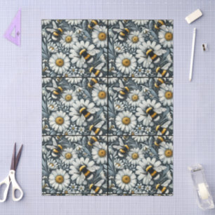 Papel De Seda Bumble Bees & Daisies Floral Decoupage