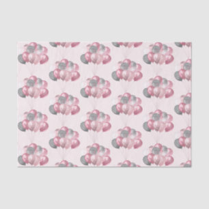 Papel De Seda Bunch de globo Purpurinoso en patrón rosa y platea