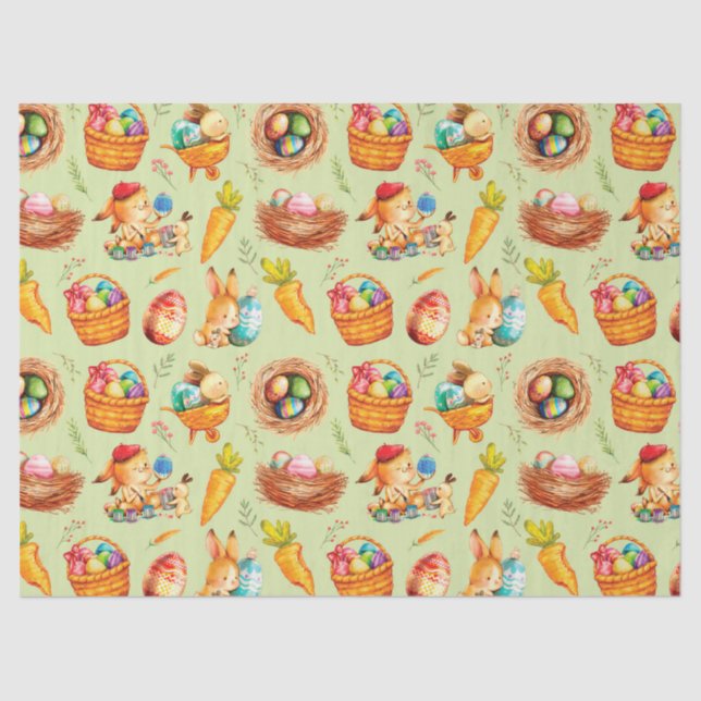 Papel De Seda Bunnies De Pascua En El Trabajo (Anverso)