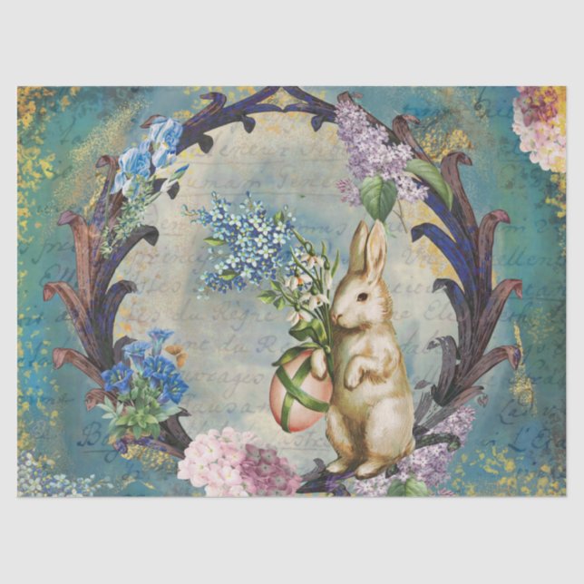 Papel De Seda Bunny Blue Decoupage Tissue Paper (Anverso)