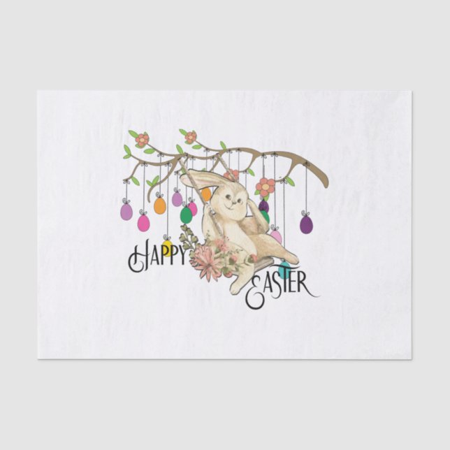 Papel De Seda Bunny celebra el Día de Pascua (Anverso)