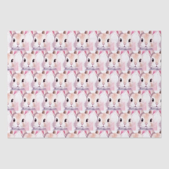 Papel De Seda Bunny Cute Watercolor Ducha bebé rosa (Anverso)