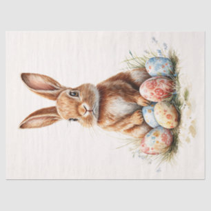 Papel De Seda Bunny de Pascua con decoraciones de huevos de colo