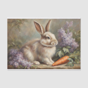 Papel De Seda Bunny vintage con flores de lagarto y zanahoria