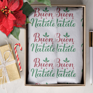 Papel De Seda Buon Natale Navidad Roja y Verde de Navidad 