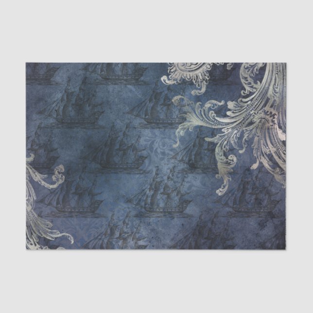 Papel De Seda Buques vintage Nautical (Anverso)