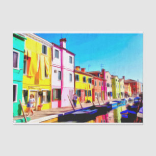 Papel De Seda Burano, pintura acuarela de Venecia