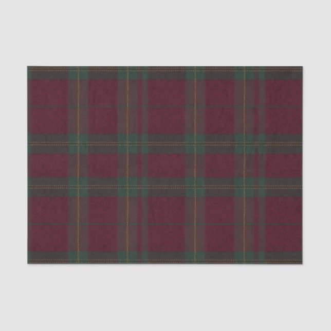 Papel De Seda Burgundy and Green Plaid Tartan Tissue Paper (Anverso)