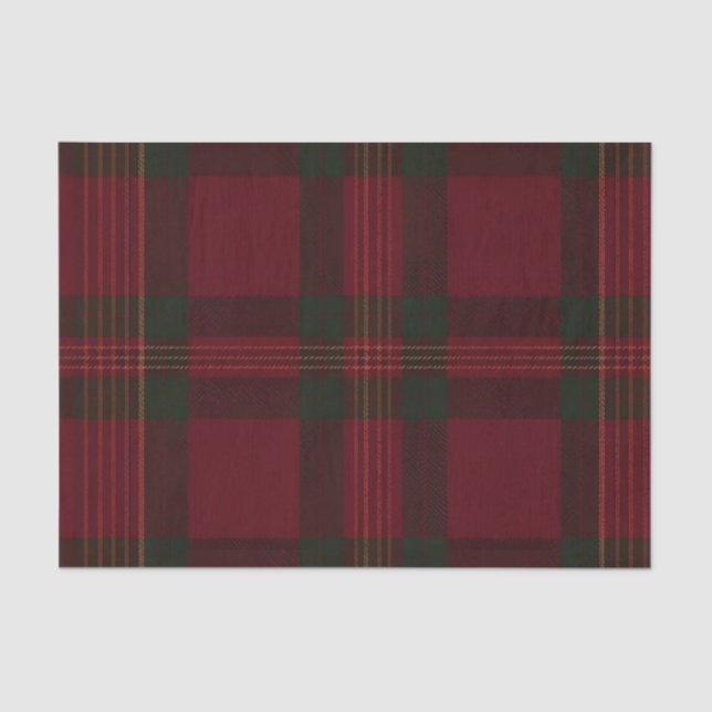 Papel De Seda Burgundy and Green Plaid Tissue Paper (Anverso)