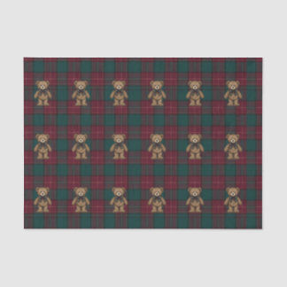 Papel De Seda Burgundy and Green Teddy Tartan Tissue Paper