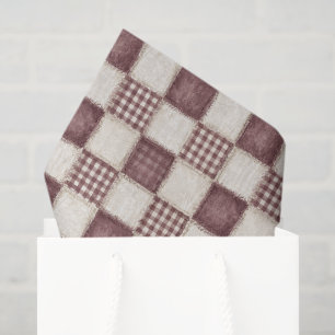 Papel De Seda Burgundy Crema Cuadros Rayas Navidad