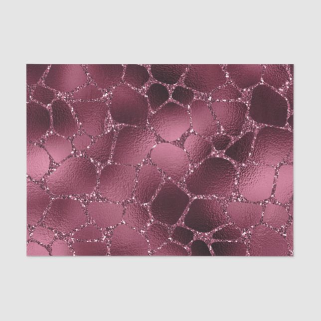 Papel De Seda Burgundy Glam Relieve metalizado Giraffe (Anverso)