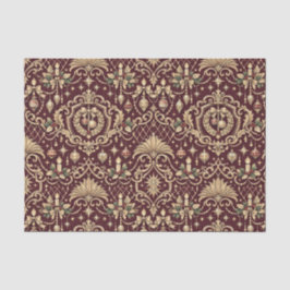 Papel De Seda Burgundy Gold Baroque Christmas Ornament Pattern