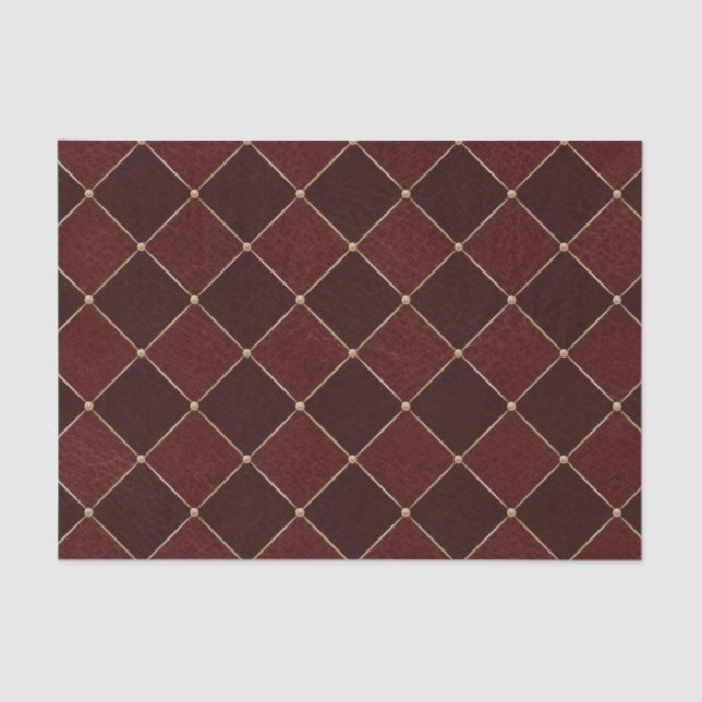 Papel De Seda Burgundy Harlequin Rombuses Efecto Cuero (Anverso)