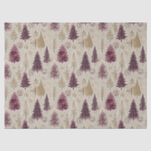 Papel De Seda Burgundy Oro Bosque Invierno Elegante Nieve